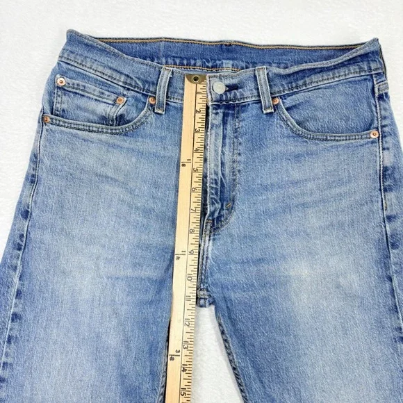 Levis 505 Regular Fit Straight Leg Light Wash Blue Stretch Jeans Mens 32x32 - Picture 4 of 11